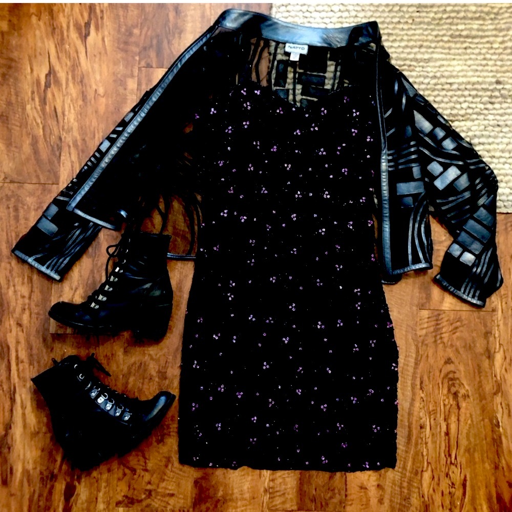Vintage black floral beaded (100% silk) cocktail semiformal slip dress Paradise - Picture 8 of 16